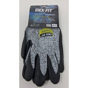 DEX FIT Cru553 Cut Resistant A5 Work Gloves Gray Black Medium M/8 Touchscreen